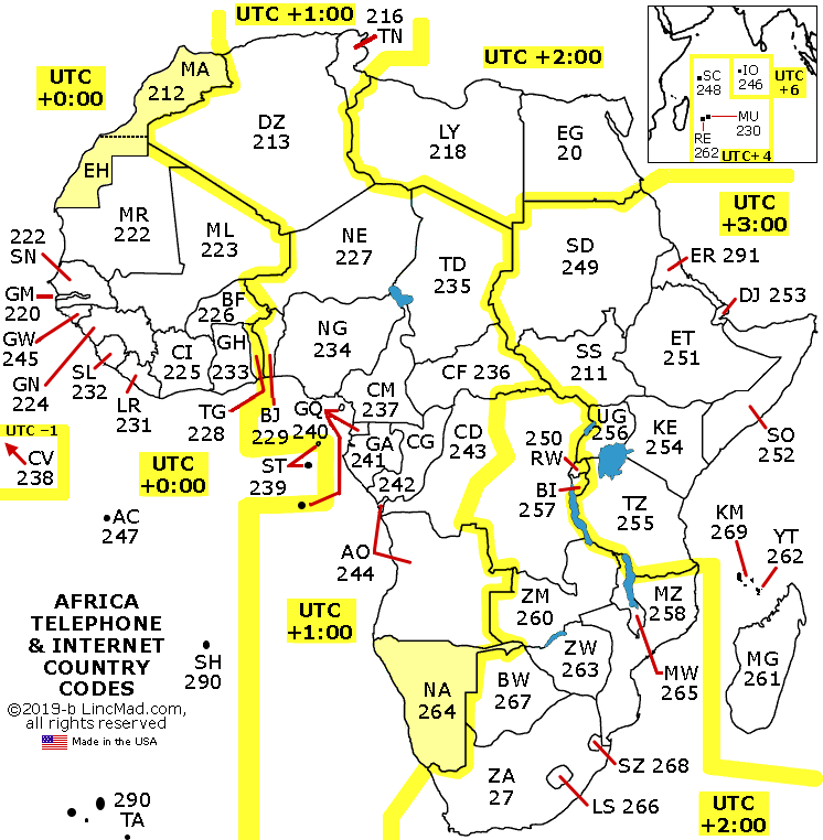 Lincmad S Africa Country Code Map